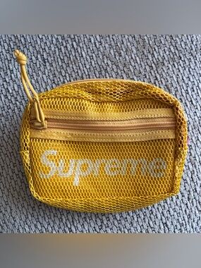 Supreme Yellow Mesh Zip Pouch